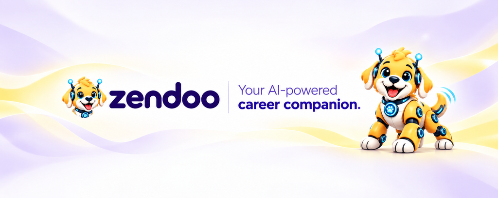 Zendoo banner with Goldy and the words “Your AI-powered career companion.